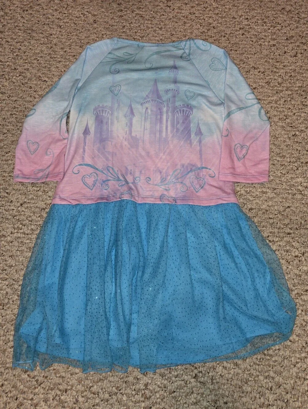 Disney Princess Tutu Dress Girls 14-16 XL 14/16 Long Sleeve Blue Pink Ombre